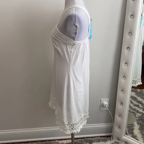 Solitaire Swim White Crochet Trim Cover Up Dress - Image 3