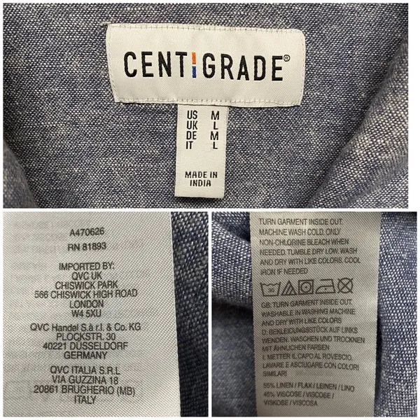 Centigrade Button Front Linen Blend Shacket Shirttail Hem Indigo Blue M NO BELT - Image 11