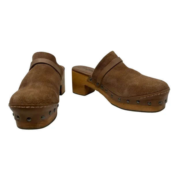 Free People Calabasas‎ Clog Brown Suede Wood Heel Tan Size 41 US 10 - Image 6