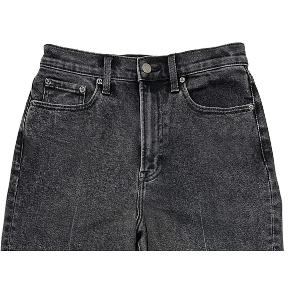 Pistola Cassie Crop Straight Jeans 27" Black Box Super High Rise Creased Denim‎ - Image 6
