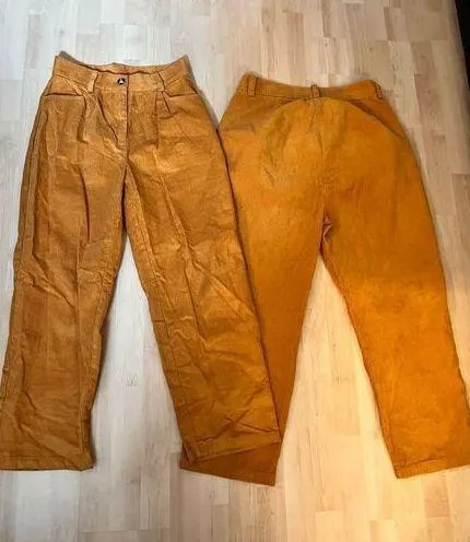 NEW High Waisted Corduroy Pants Straight Leg Loose Trousers Pockets L - Image 2