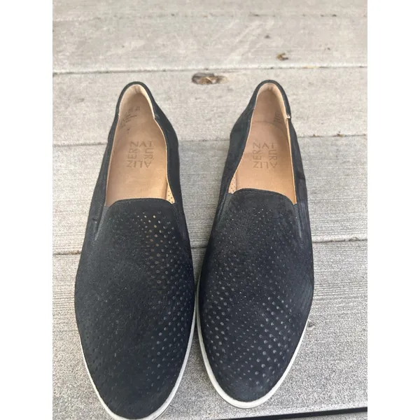 Naturalizer Bonnie Black Leather Perforated Slip On‎ Loafers WMNS 7.5 M Sneakers - Image 4