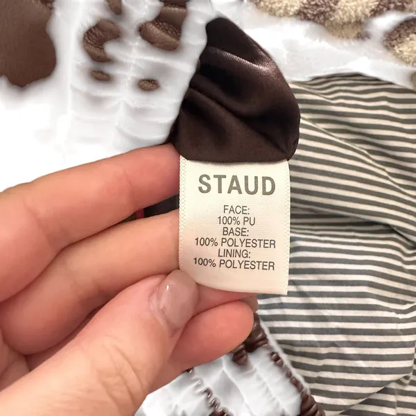 STAUD Clark‎ Vegan Leather Mid-Length Shorts Brown XS - Image 5