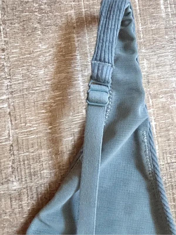 SKIMS Cotton Rib Plunge Bralette Blue Size Medium Light Support Lounge Bra M⁠ - Image 9