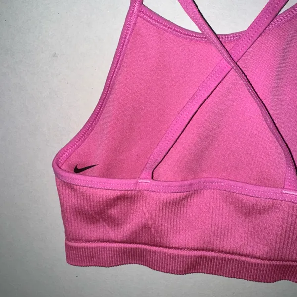 Nike Hot Pink Ribbed Sports Bra with Black Swoosh NEW Size XS - Image 5