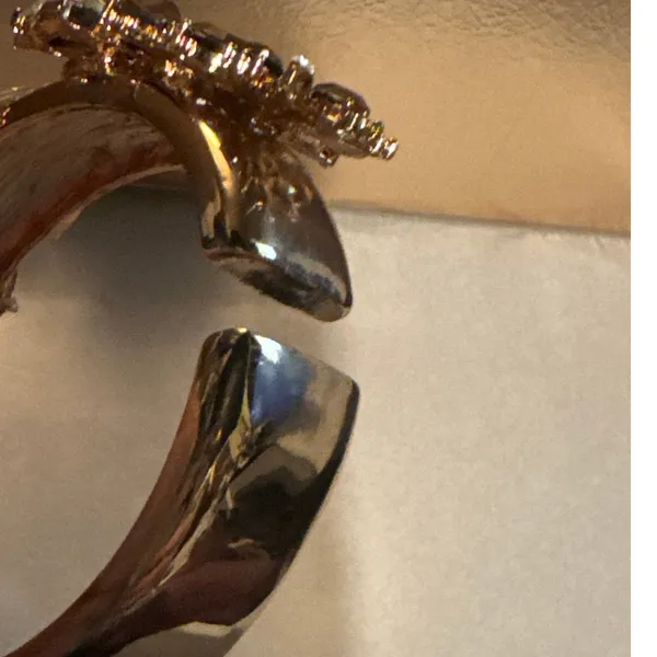 G by Gennaro Gold Tone Crystal Rhinestone Hinged Bangle Bracelet Statement - Image 7