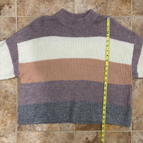 Silverflint Boutique soft and cozy purple and brown striped sweater - Image 4