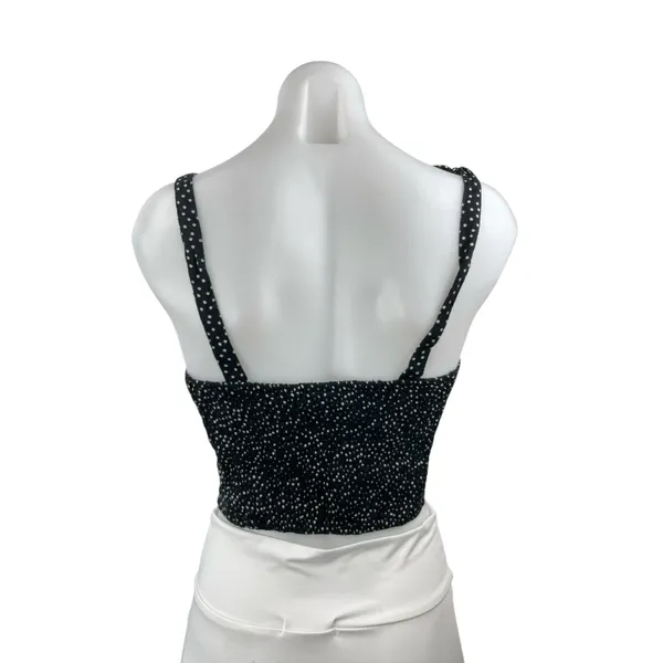 Abercrombie & Fitch Black Polka Dot Tie Strap Sleeveless Crop Cami Tank Top Sz M - Image 3