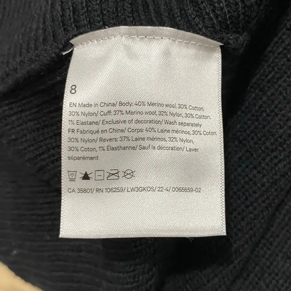 Lululemon Black Merino Wool Button Front Cardigan Sweater Size 8 - Image 5