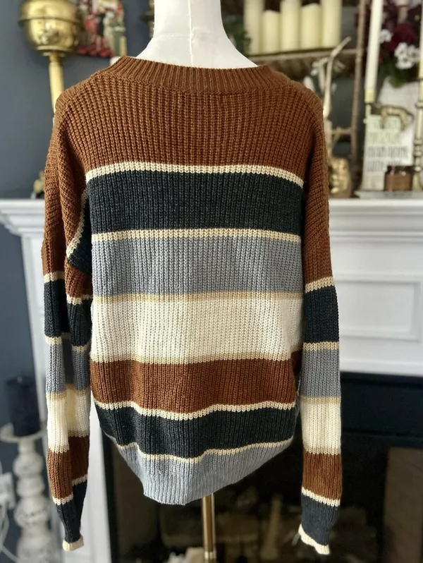 Shein Size Large Women’s Sweater In Earth Tones, Long Sleeve Cozy Knit - Image 3