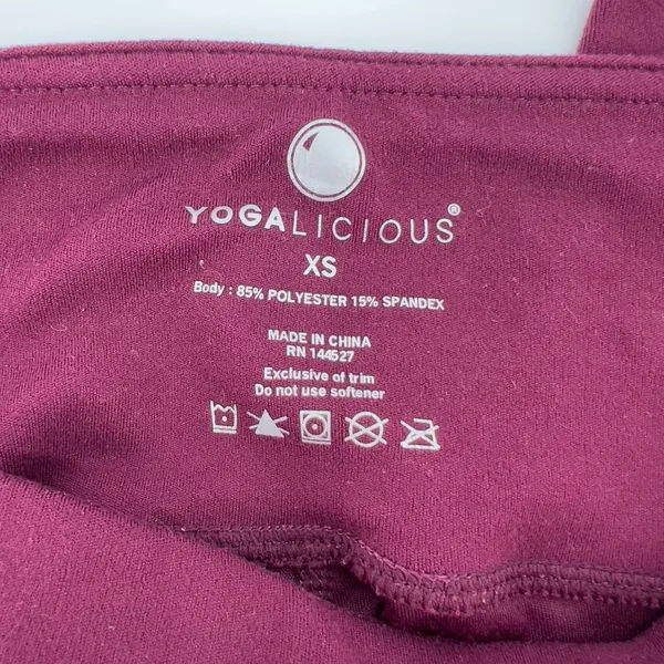Yogalicious Women XS Mid-Rise Capri‎ Legging Maroon Stretch Athleisure Yoga Gym - Image 6