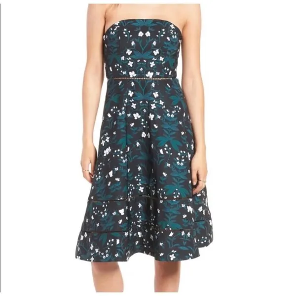 Keepsake Floral Strapless Dress Size L - Image 3