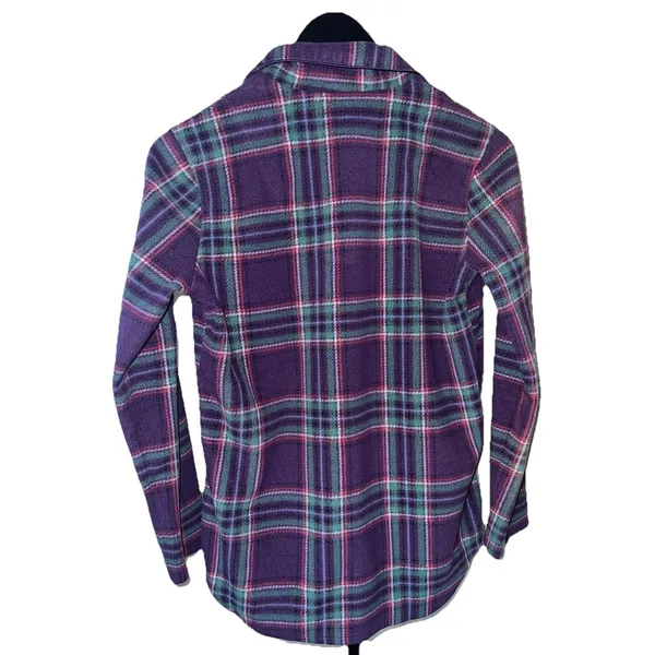 Lauren Ralph Lauren XS Plaid Fleece Sleep Shirt Pajama Top LRL‎ Purple - Image 2