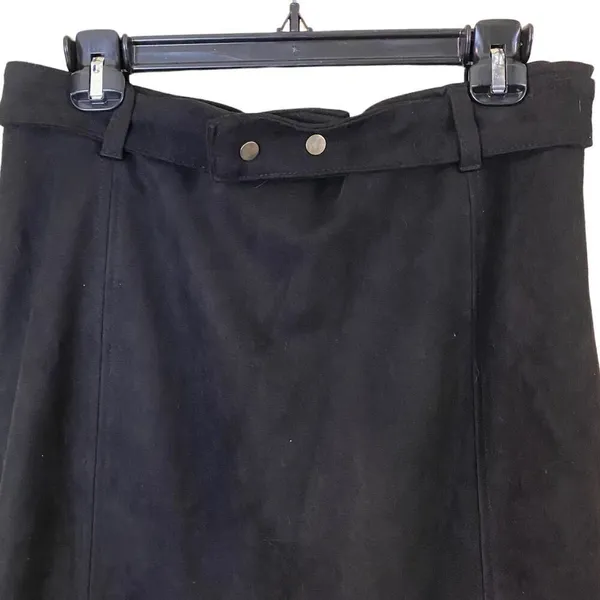 Haute Monde Faux Suede Dark Brown Belted Mini Skirt - Size XL - Image 5