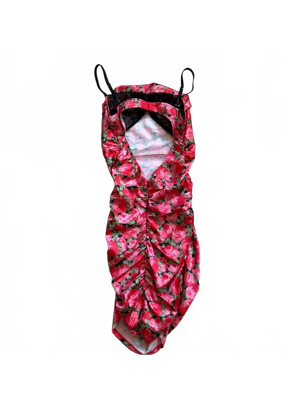 For Love & Lemons Madeline Mini Dress Peekaboo Satin Floral Women's Size Large - Image 9