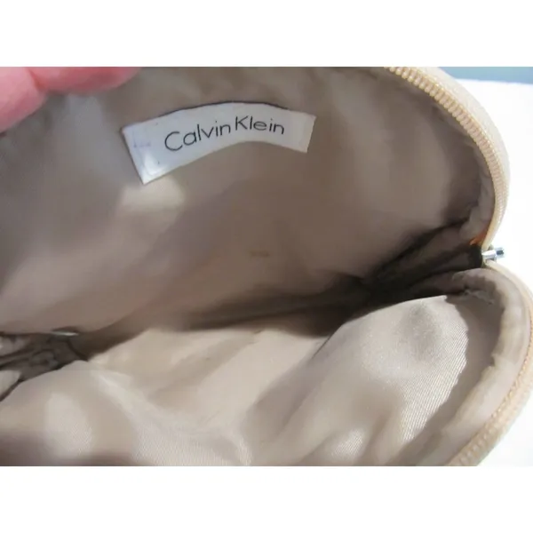 Calvin Klein CK Logo Cosmetic Bag | Beige Monogram Makeup Bag | Preowned - Image 3
