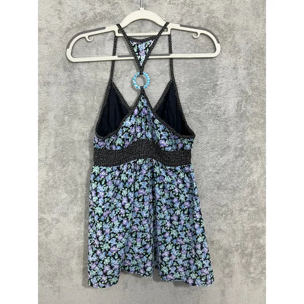 Free People Tank Top Size Small Blue Floral Babydoll Beachy Coastal Summer - Image 5