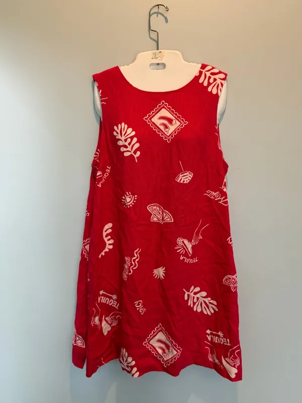 Paper Heart Red Linen Blend sleeveless mini dress size Large New With tags - Image 2