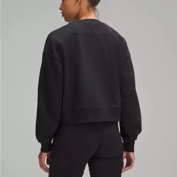 Lululemon Black Crop Sweatshirt Perfectly Oversized Pullover Crew French‎ terry - Image 2
