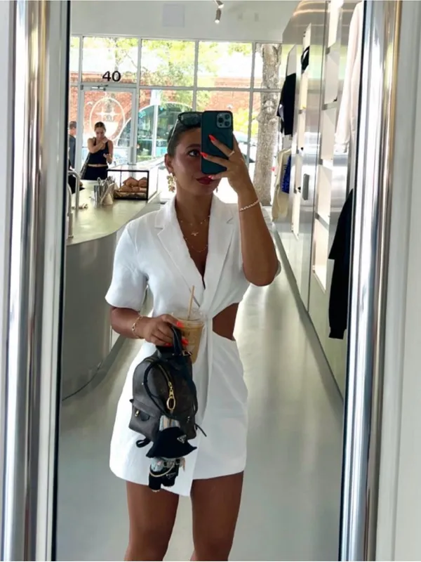 Zara Blogger Favorite White Blazer Front Twist Cutout Mini Dress XS - Image 2