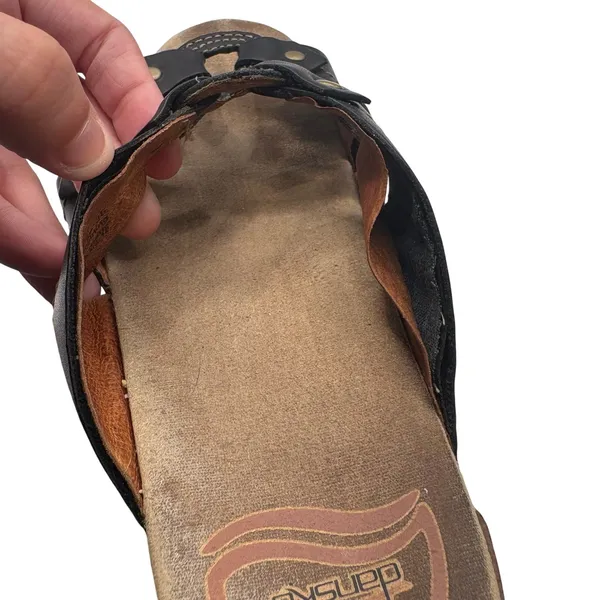Dansko Black Leather Slip On Wedge Sandals Size 36 US 6 Open Toe Casual Shoes - Image 6