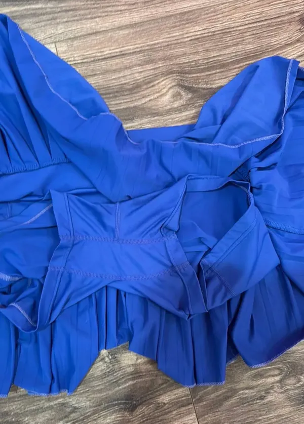 Gold Hinge Pleated Tennis Skirt Blue - Image 3