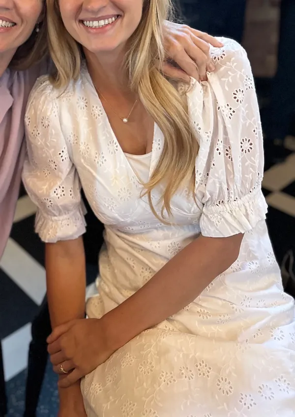 Nobody’s Child White Eyelet Puff Sleeve Midi Dress - Image 3