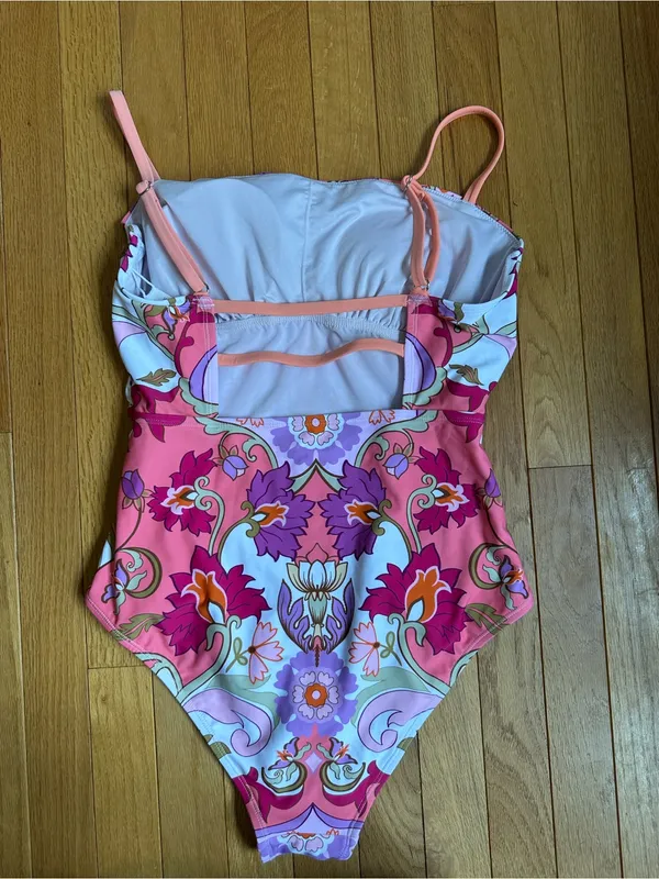 Cupshe Floral Tummy Contour One Piece Swimsuit New Womens Large - Image 6