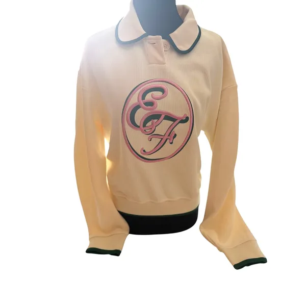 English Factory cream pullover sweater with a seriously cute preppy twist. - Image 2