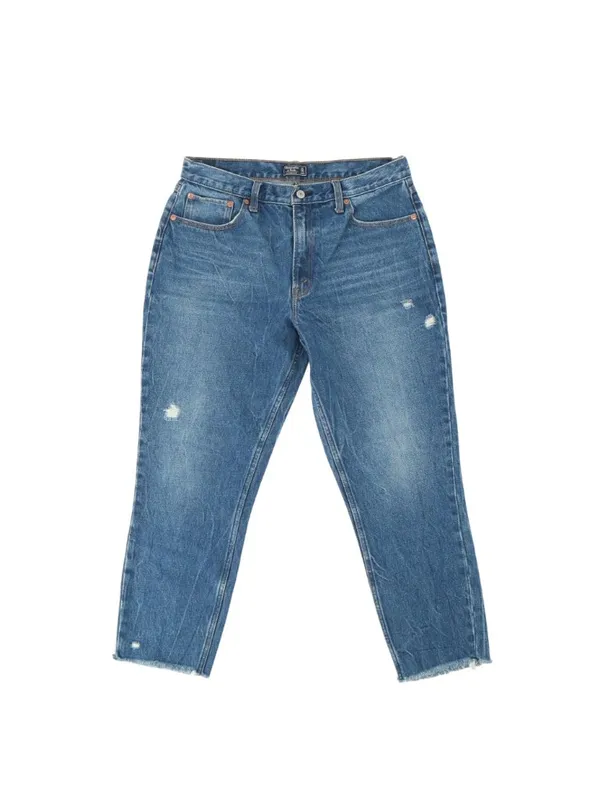 A&F Abercrombie & Fitch Distressed Mom Jeans High Waisted Raw Hem 12 - Image 3