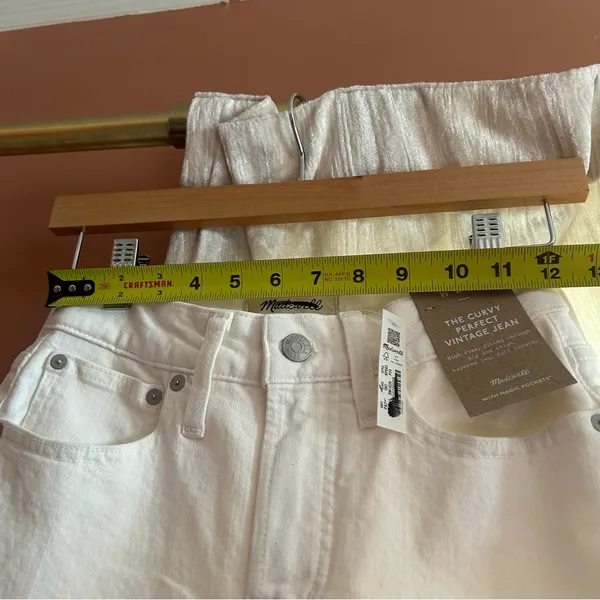 Madewell The Petite Curvy Perfect Vintage‎ Jean White Denim NWT Size 24P - Image 8