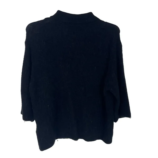 Stockholm Atelier & Other Stories Black Small Collard Knit Cardigan Sweater Wool - Image 8