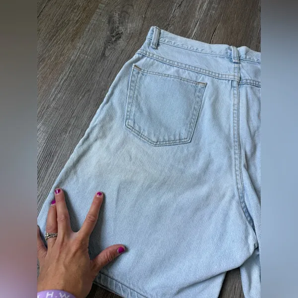VTG Wrangler Mom Shorts Baggy Shorts Blue Faded Size 14 31 32 - Image 7
