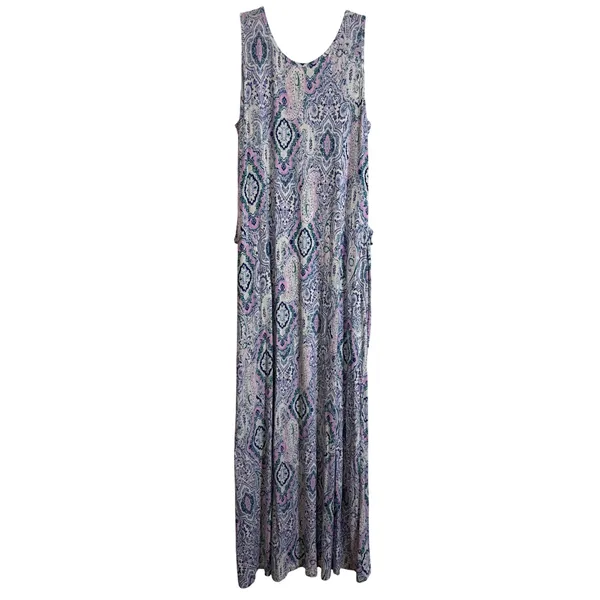 Latched Mama Maxi Dress Paisley Print Purple Blue Green XL Sleeveless‎ V Neck - Image 4