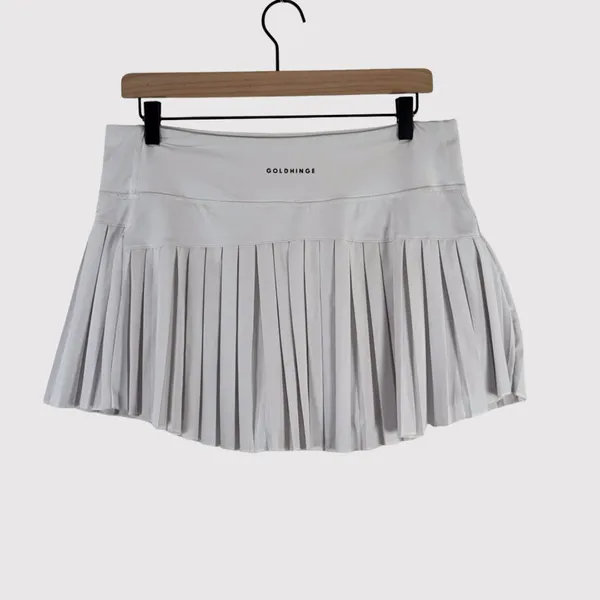 Gold Hinge Women Skort Off White Pleated Mini Tennis Skirt Lined High Waist XL - Image 3