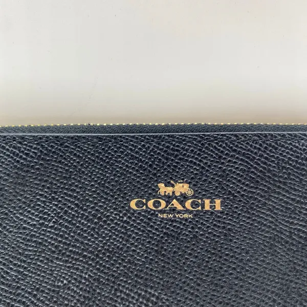 Coach Black Wristlet Wallet Zipper Closure Coin Purse Compact Coated Leather - Image 2