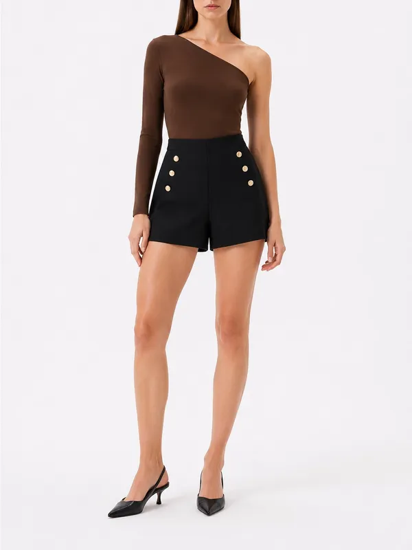 Zara NWT Black High Waist Sailor Shorts S Gold Button Tailored Nautical - Image 4