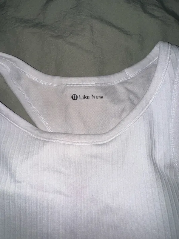 Lululemon White Ebb to Street Cropped Racerback Tank Top - Image 2