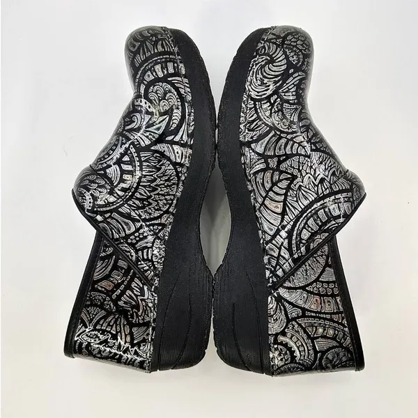 Dansko XP 2.0 Professional Clogs 39 US 8.5-9‎ Silver Black Paisley Nursing Slip - Image 6