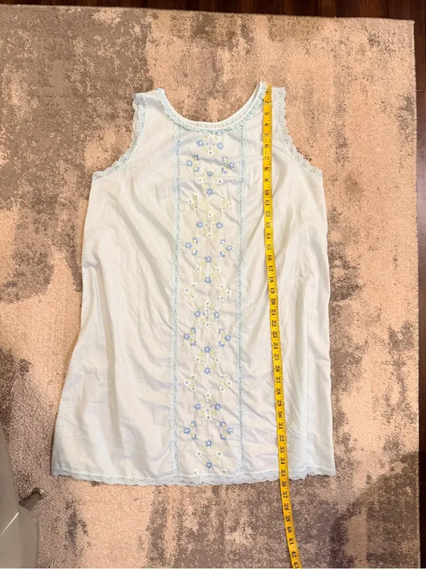 Gilead Vintage Light Blue Cotton Nightgown - Image 7