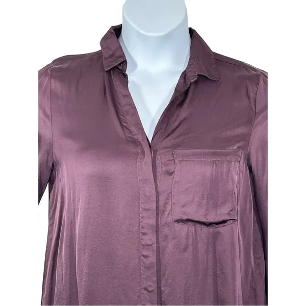 Young Fabulous & Broke Susan Blouse Small Plum Raisin Hidden Button Front NWOT - Image 8