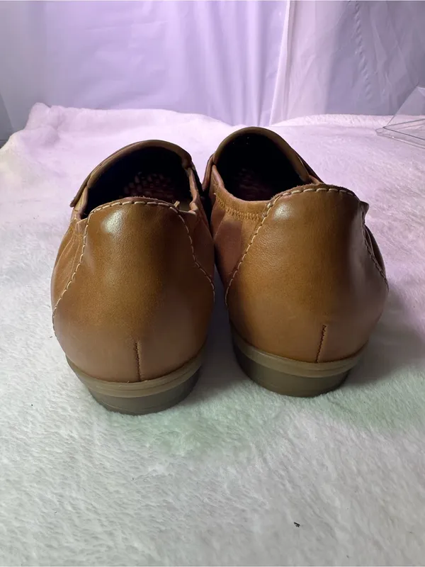 Clarks Women's Perforated Leather Penny Loafers in Tan - Image 6