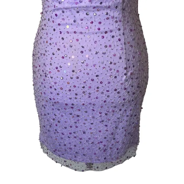 Dyspnea Paris Circa 2004‎ Dress Women Small Purple Sequin Cowl Neck Mini Party - Image 6