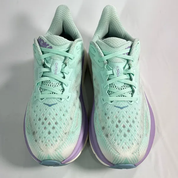 HOKA ONE ONE Clifton 9 Wide Running Shoes Women 9D Sunlit Ocean Lilac Mist - Image 2