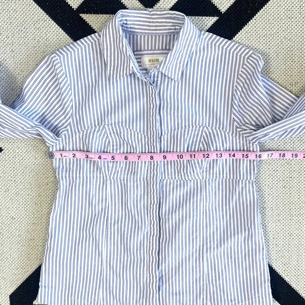 Maeve x Anthropologie Corset Button Down Striped Blouse Size 2 Petite - Image 7