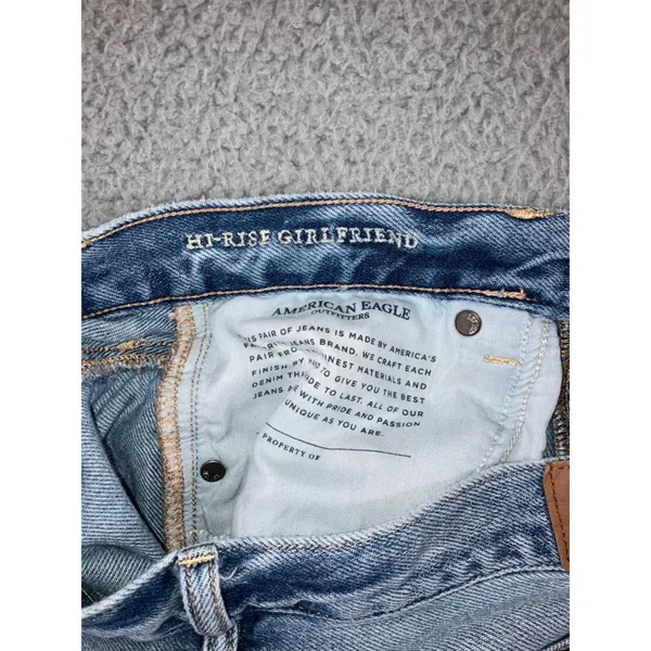 American Eagle Girlfriend Jeans Women 8 Short High Rise‎ Distressed Thrashed - Image 12