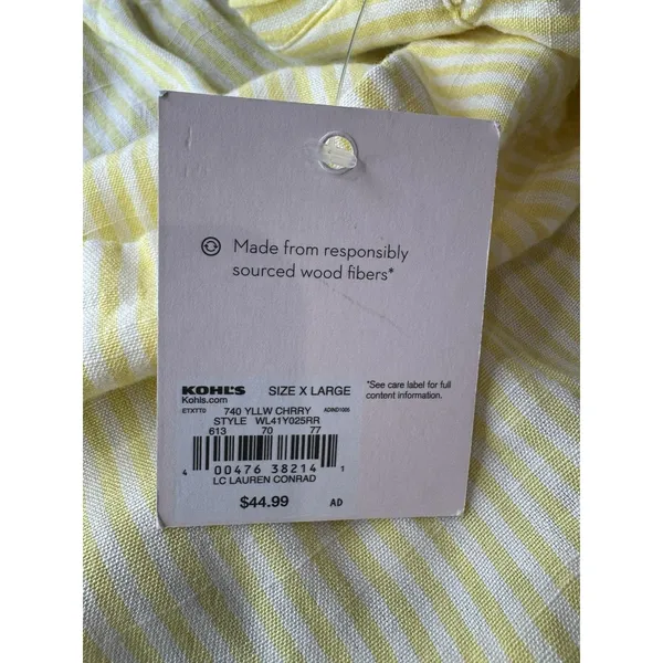 LC Lauren Conrad Skirt Size XL Tiered Midi Yellow Stripe Mid Rise Women's NWT - Image 4