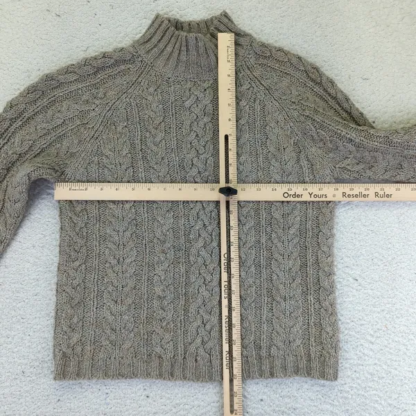 Vintage North Crest Cable Knit Mock Neck Sweater Womens Small Tan Acrylic‎ Wool - Image 8
