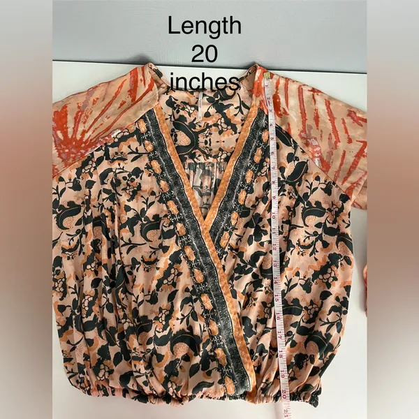 Free People FP One Sunrise Coral Boho Floral Wrap Top - Image 5