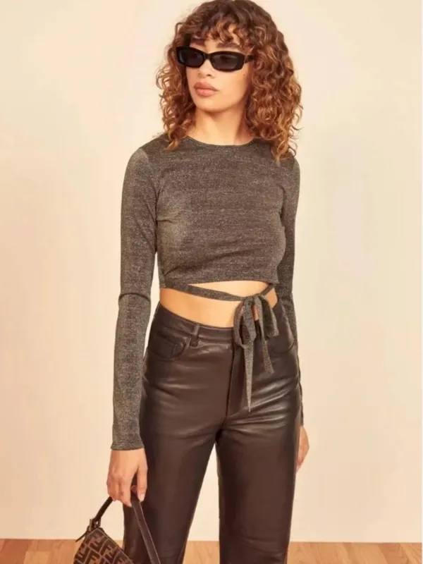 Reformation Jupiter Metallic Crop Top - Image 2